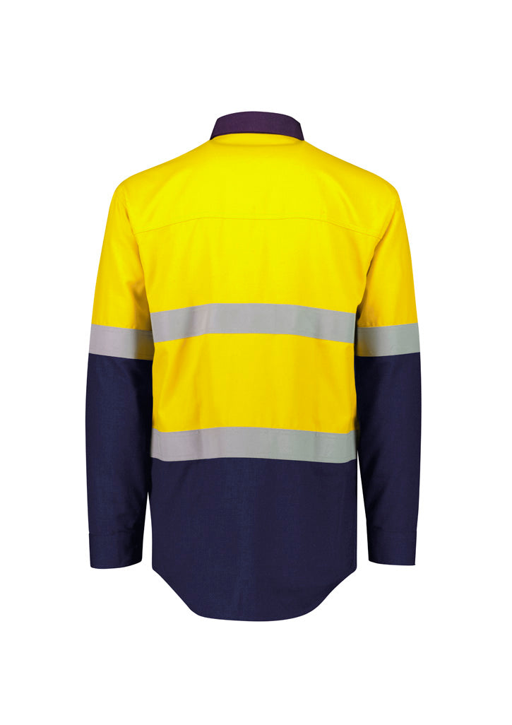 ZW180 Mens Orange Flame Lightweight Ripstop Spliced Shirt - Hoop Taped
