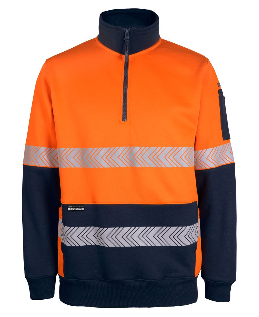 JB'S HI VIS 330G 1/2 ZIP SEGMENTED TAPE FLEECE 6DPS